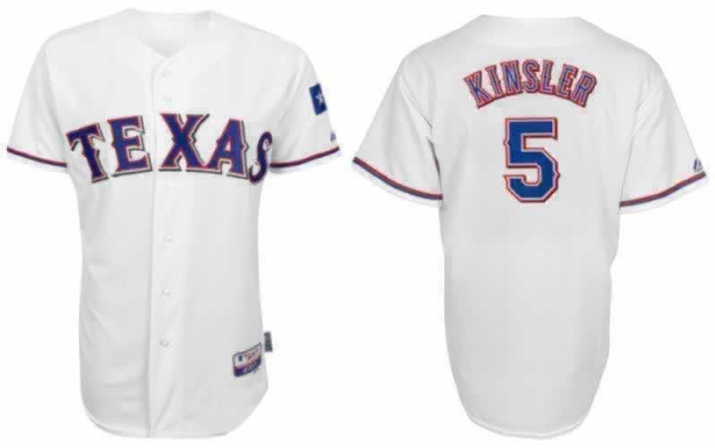 Kinsler Jersey: Kids MLB #5 Texas Rangers Jersey In White With White With Grey