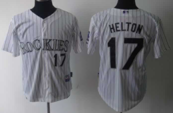 Helton Jersey: Kids MLB #17 Colorado Rockies Jersey In White With Purple With White With Purple With White With Purple
