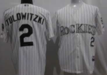 Rockies #2 Tulowitzki White With Grey Pinstripe Kids MLB Jersey