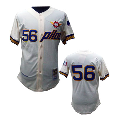 MLB #56 cream Jim Bouton Seattle Pilots Jersey