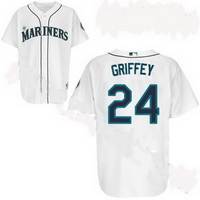 White Ken Griffey Mariners Stitched Cool Base #24 Jersey