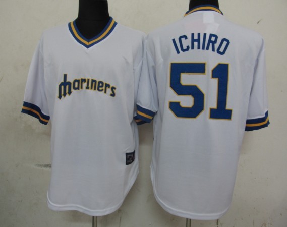 #51 Ichiro White Seattle Mariners M&N MLB Jersey