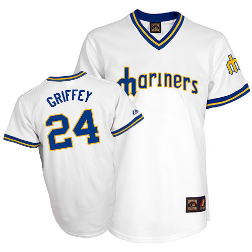 Athletic Throwback #24 White Ken Griffey Jr. Seattle Mariners Jersey