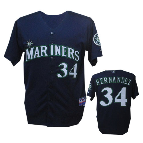 Hernandez Jersey: #34 MLB Seattle Mariners Jersey in Blue