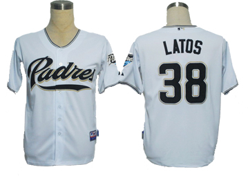 White Latos Padres #38 Jersey