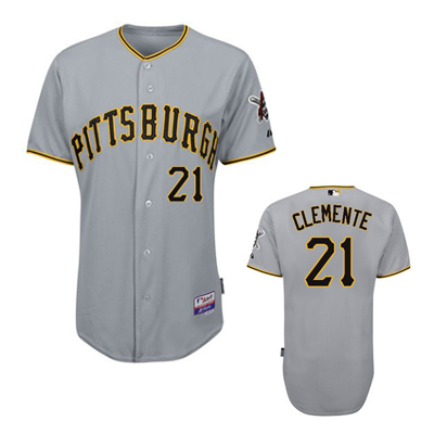 Clemente Jersey Grey #21 MLB Pittsburgh Pirates Jersey