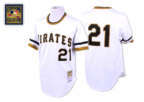 White Clemente MLB Pirates M&N #21 Jersey