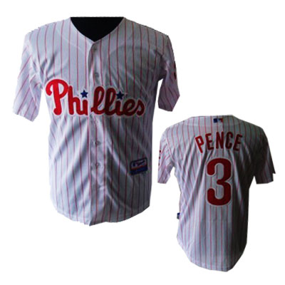 White Red Strip Pence Jersey, MLB Philadelphia Phillies #3 Jersey