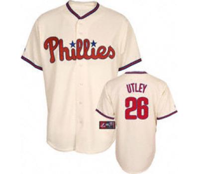 Chase Utley Jersey: Adult 2009 #26 Philadelphia Phillies Jersey in Cream