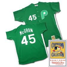 Tug Mcgraw Jersey: M&N Throwback #45 Philadelphia Phillies Jersey in Green