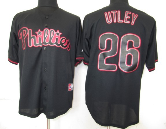 Philadelphia Phillies #26 Utley Fashion MLB Jersey in Black