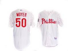 Moyer Jersey: #50 MLB Philadelphia Phillies Jersey in White Pink Stripe