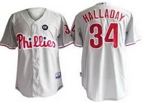 MLB Philadelphia Phillies #34 Halladay Grey Jersey