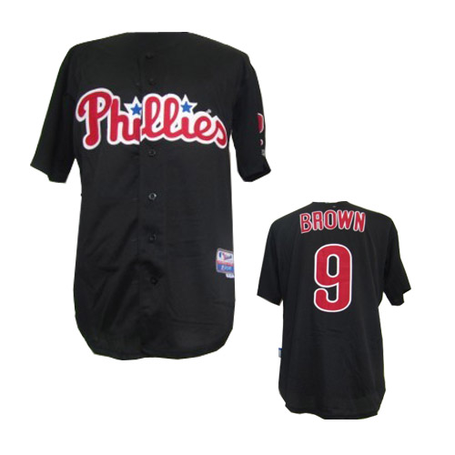 MLB Philadelphia Phillies #9 Brown Jersey in Black