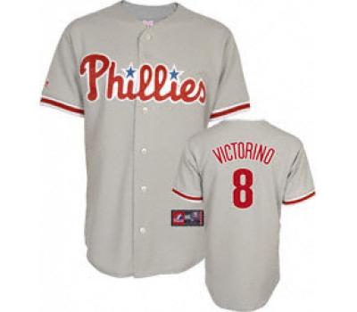 Victorino Pinstripe Grey Phillies Jersey