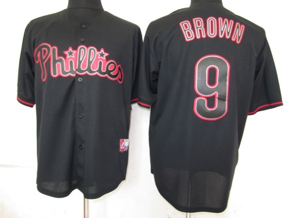 Philadelphia Phillies #9 Brown Fashion MLB Jersey in Black