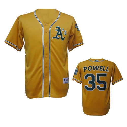 Oakland Athletics #35 Powell MLB jersey in Yellow