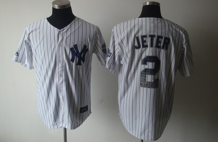 New York Yankees #2 Jeter White MLB 3000 Hits jersey