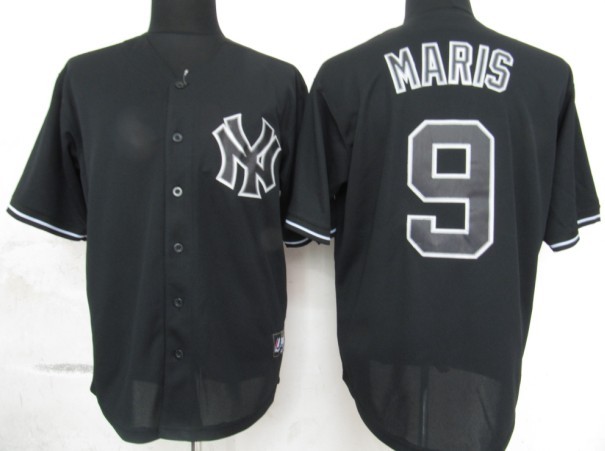 Maris black jersey, New York Yankees #9 Fashion MLB jersey