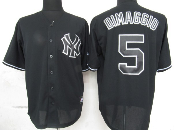 New York Yankees #5 Joe DiMaggio Fashion MLB jersey in Black