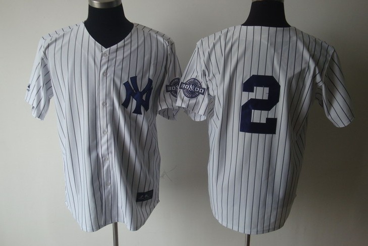 MLB #2 White Jeter New York Yankees jersey