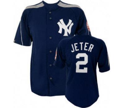 New York Yankees #2 Jeter Majestic jersey in Navy