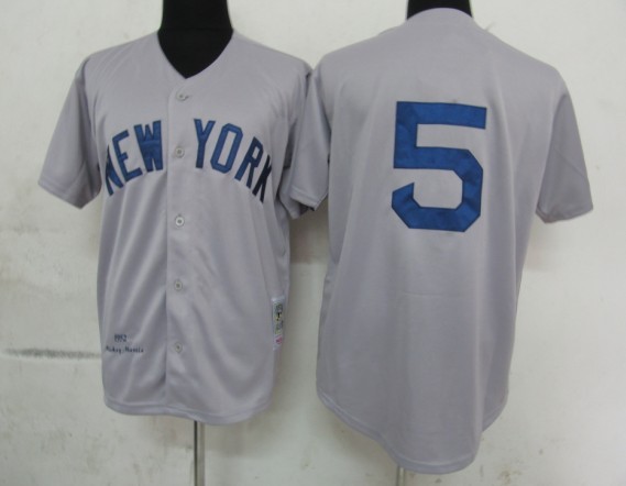 Yankees #5 Joe DiMaggio Grey MLB M&N Jersey