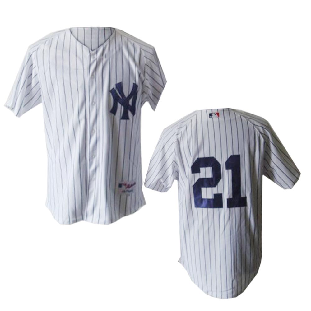 MLB #21 White Sanders New York Yankees jersey