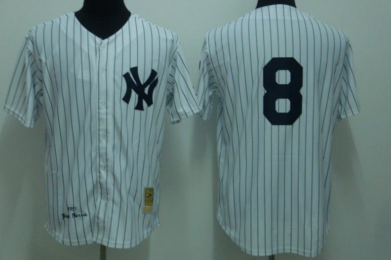 New York Yankees #8 Yogi Berra MLB jersey in White