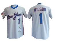 Wilson Grey Jersey, New York Mets #1 MLB Mitchell and Ness Jersey