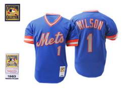 blue Wilson jersey, New York Mets #1 MLB Mitchell and Ness Jersey