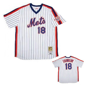 White Strawberry MLB New York Mets #18 Jersey