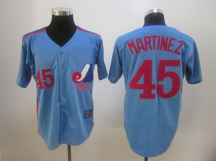 Expos #45 Martinez Blue MLB Jersey