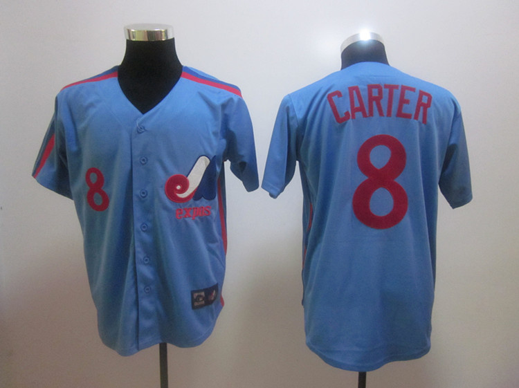 Montreal Expos #8 Carter MLB throwback Jersey in Blue