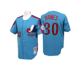 Tim Raines Jersey: MLB M&N #30 Montreal Expos Jersey in Blue