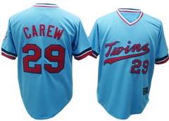  Light Blue Carew jersey, Minnesota Twins #29 MLB Throwback Jersey