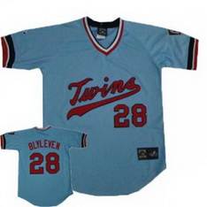  Baby Blue Jersey:  Bert Blyleven Throwback MLB #28 Minnesota Twins Jersey In Baby Blue