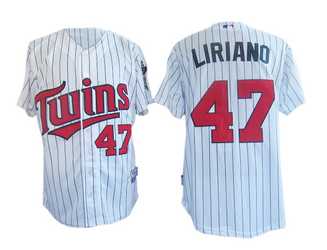 #47 Liriano  White Minnesota Twins MLB Jersey