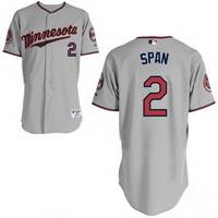 Twins #2 Gray Denard Span MLB 50th Season Patch Jersey