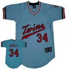 Throwback MLB #34  Baby Blue Kirby Puckett  Minnesota Twins jersey