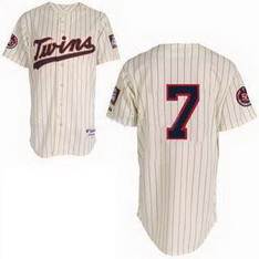 Minnesota Twins #7 Mauer MLB 50th Jersey in   Cream