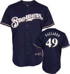 Gallardo Blue Jersey, Milwaukee Brewers #49 MLB Jersey