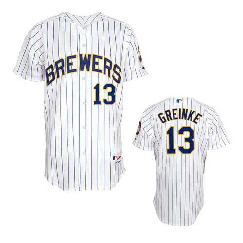 White Blue Strip Brewers Zack Greinke MLB Jersey