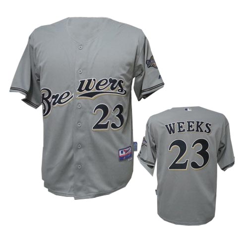 Milwaukee Brewers #23 Weeks Grey MLB Jersey