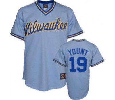 Yount Blue Jersey, Milwaukee Brewers #19 MLB Jersey