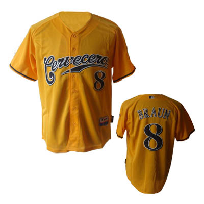 Cerveceros Yellow jersey Cool Base Embroidered Milwaukee Brewers jersey