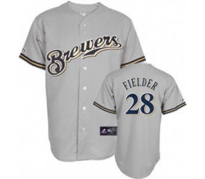 #28 Prince Fielder Grey Milwaukee Brewers MLB Jersey