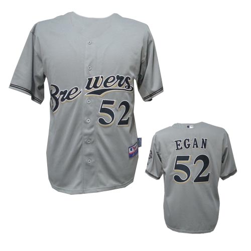  Grey Jersey:  Egan MLB #52 Milwaukee Brewers Jersey In Grey