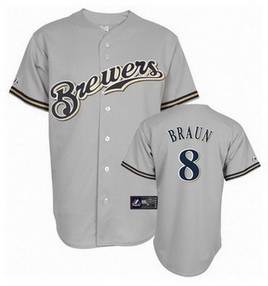 Milwaukee Brewers #8 Ryan Braun MLB Jersey in Grey