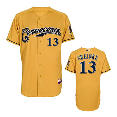 Yellow Zack Greinke jersey, Milwaukee Brewers #13 MLB Jersey